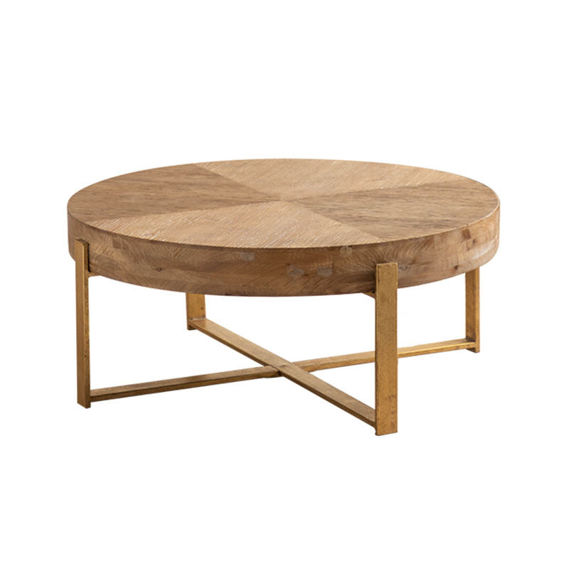Distressed Wood & Iron Coffee Table French Country Style 1 Single Cocktail Table