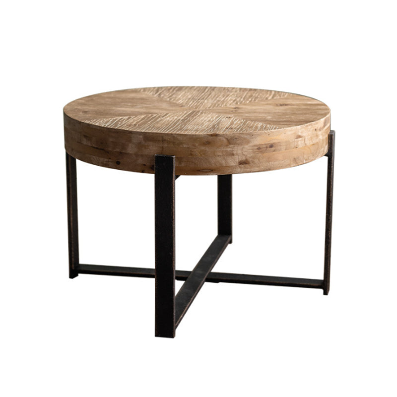 Distressed Wood & Iron Coffee Table French Country Style 1 Single Cocktail Table
