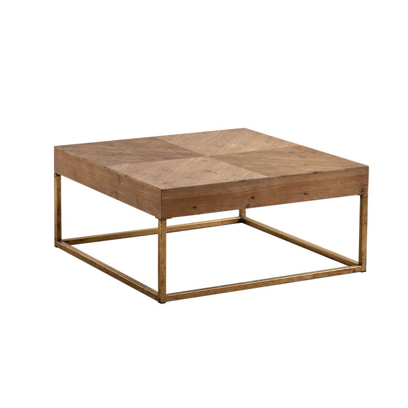 Distressed Wood & Iron Coffee Table French Country Style 1 Single Cocktail Table