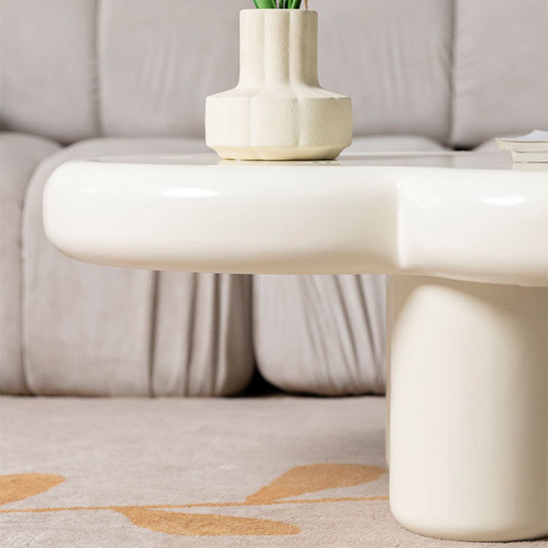 Scandinavian Beige Free Form Coffee Table with 4 Legs in Wood