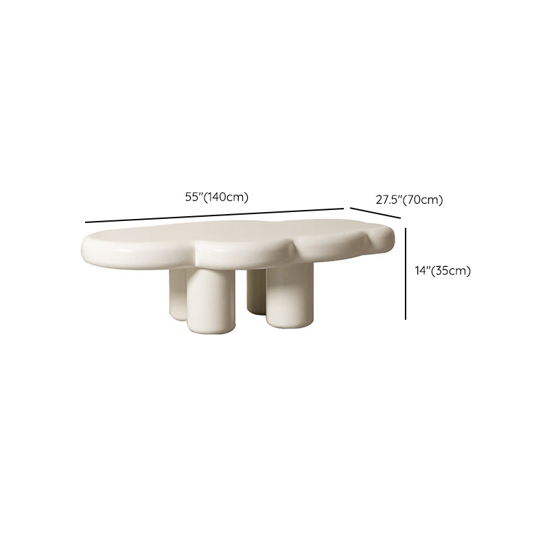 Scandinavian Beige Free Form Coffee Table with 4 Legs in Wood