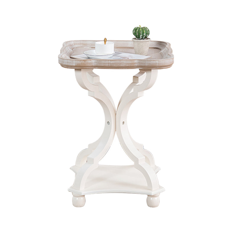 French Country Style Side Table Distressed Wood Side Table in White