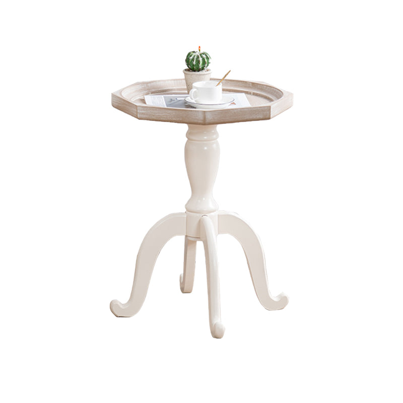French Country Style Side Table Distressed Wood Side Table in White