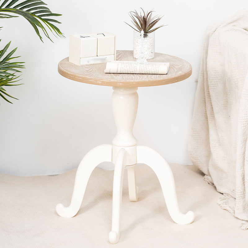 French Country Style Side Table Distressed Wood Side Table in White