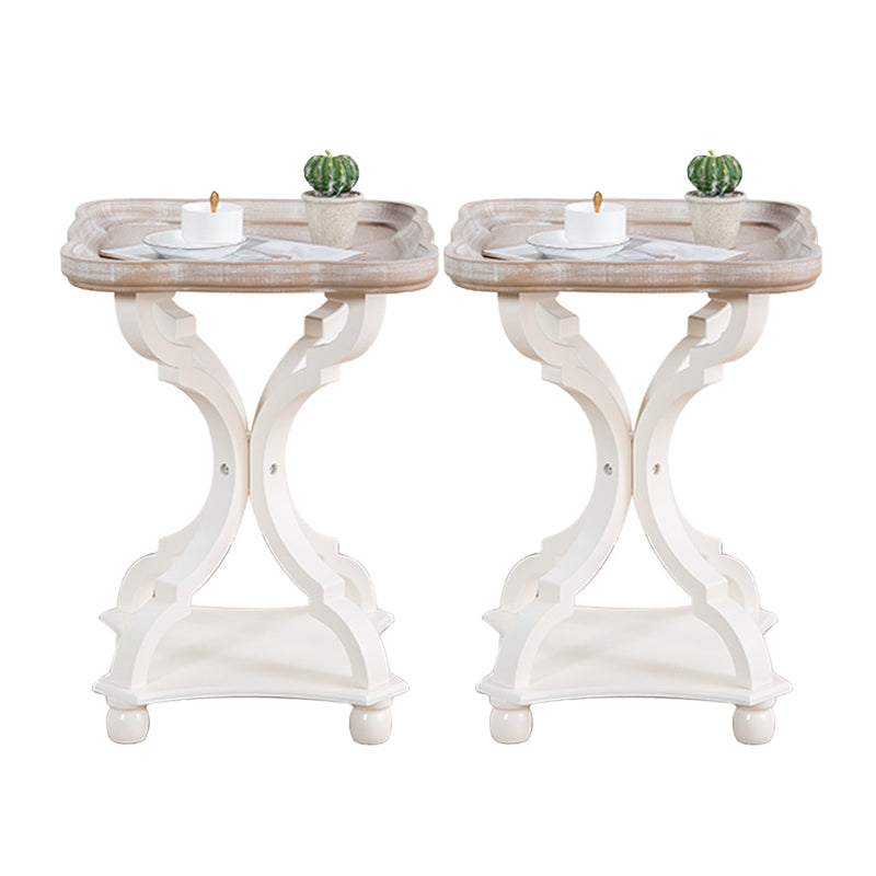 French Country Style Side Table Distressed Wood Side Table in White