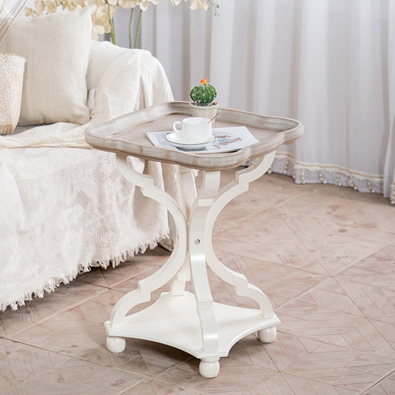 French Country Style Side Table Distressed Wood Side Table in White