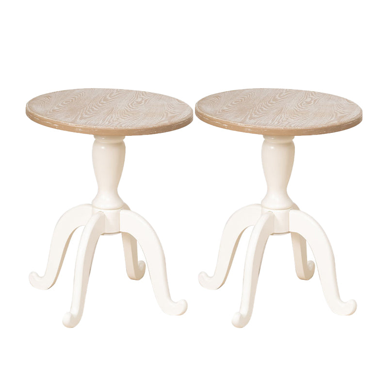 French Country Style Side Table Distressed Wood Side Table in White