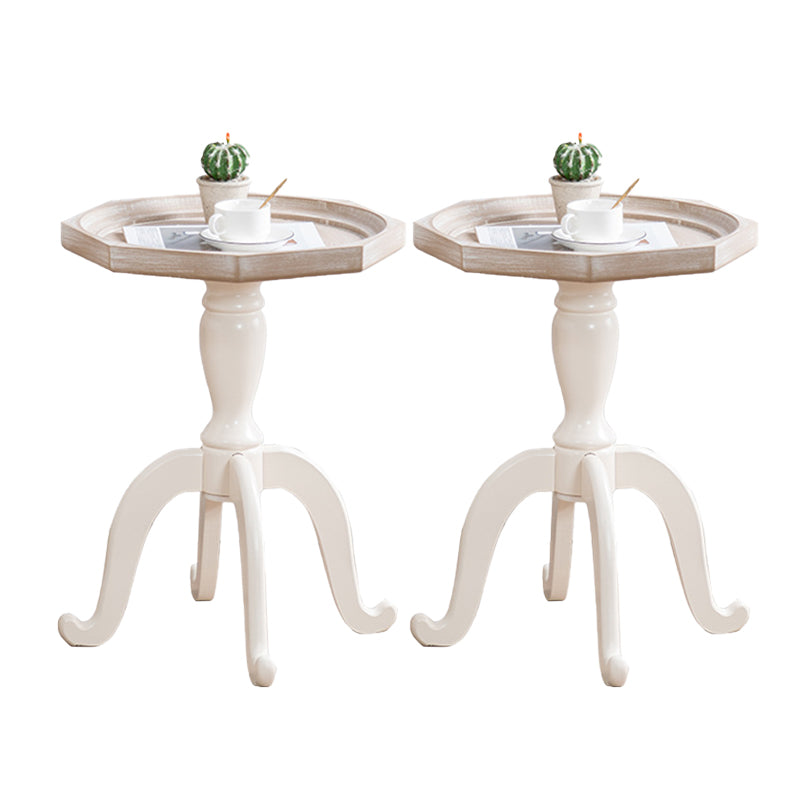 French Country Style Side Table Distressed Wood Side Table in White
