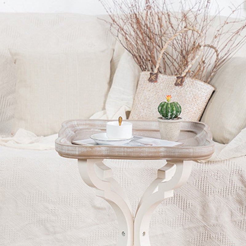 French Country Style Side Table Distressed Wood Side Table in White