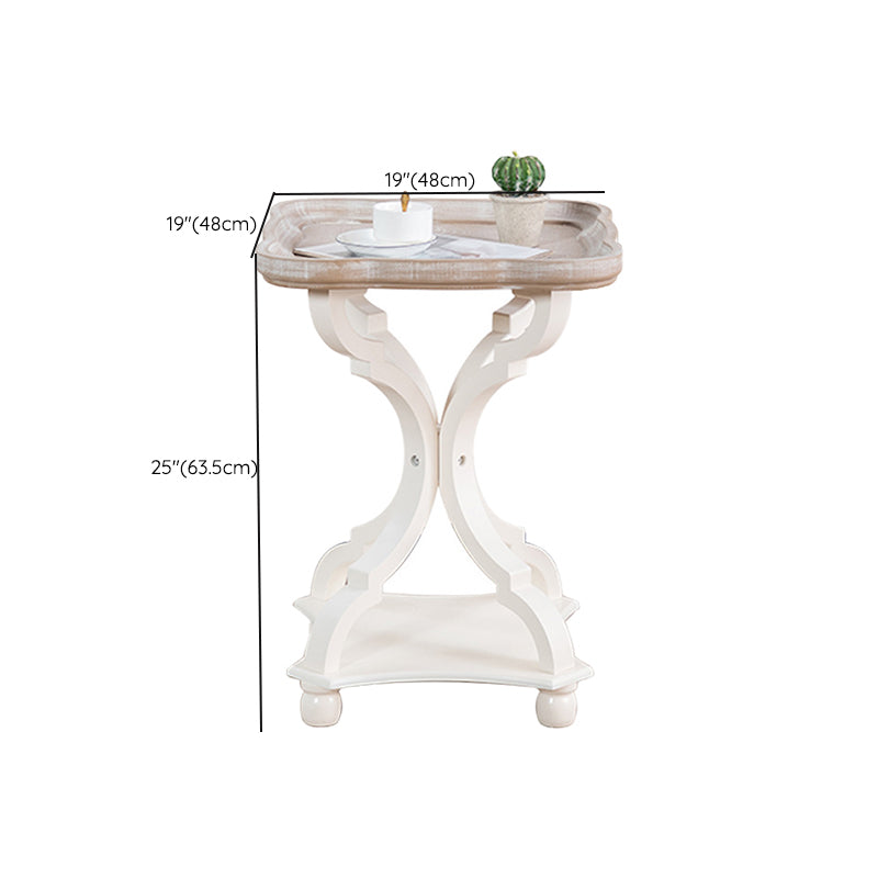 French Country Style Side Table Distressed Wood Side Table in White