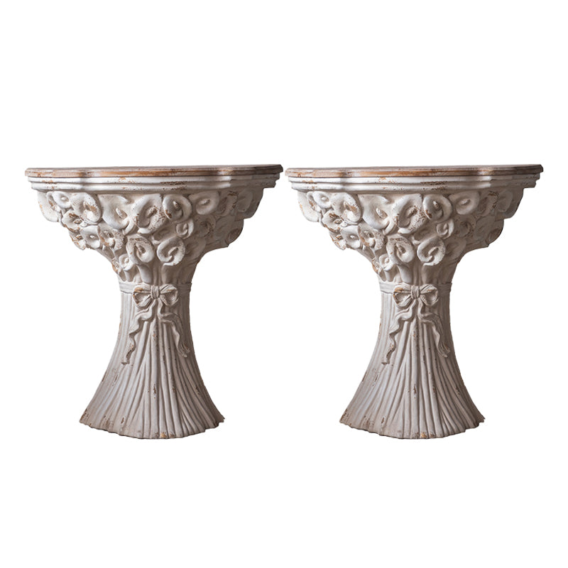Pedestal Distressed Round Sofa Side Accent Table Rustic Side End Table in White