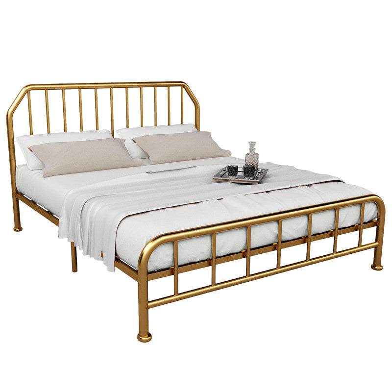 Contemporary Spindle Slat Bed Metal Open-Frame Bed with Custom Gold Legs