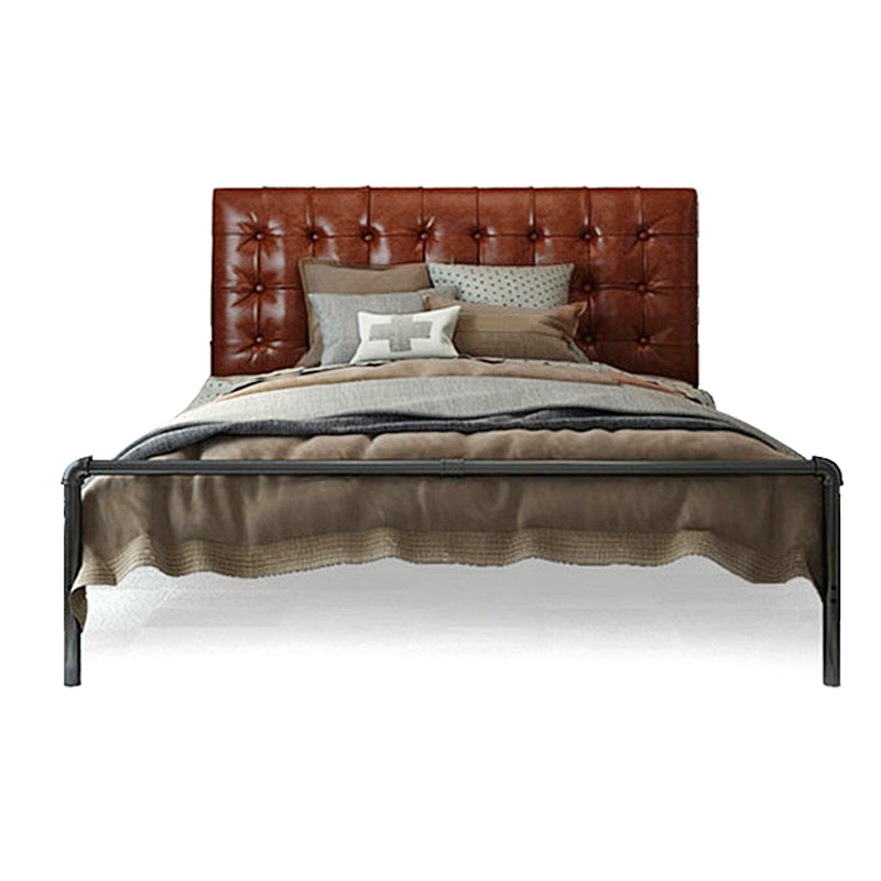 Upholstered Headboard Open-Frame Bed Metal and Upholstered Bed Frame with Metal Legs