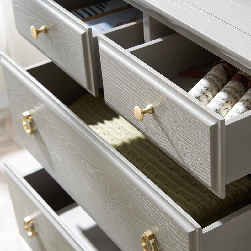 32.67" Tall 4 - Drawer Accent Chest Solid Wood Grey/Brown Chest