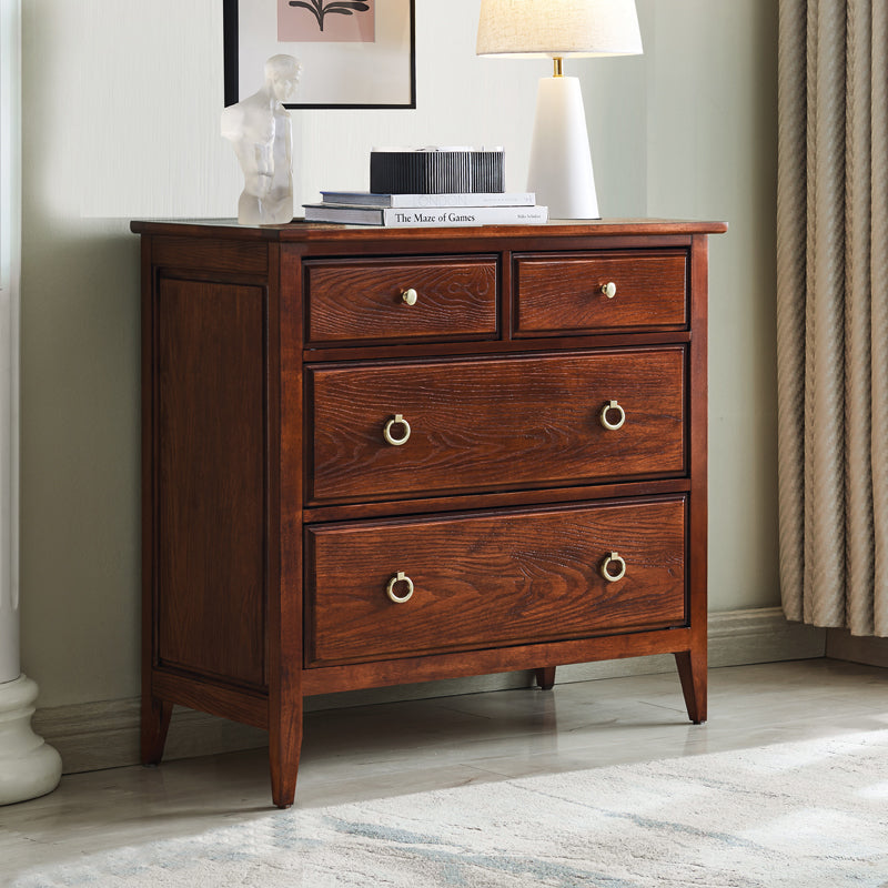 32.67" Tall 4 - Drawer Accent Chest Solid Wood Grey/Brown Chest