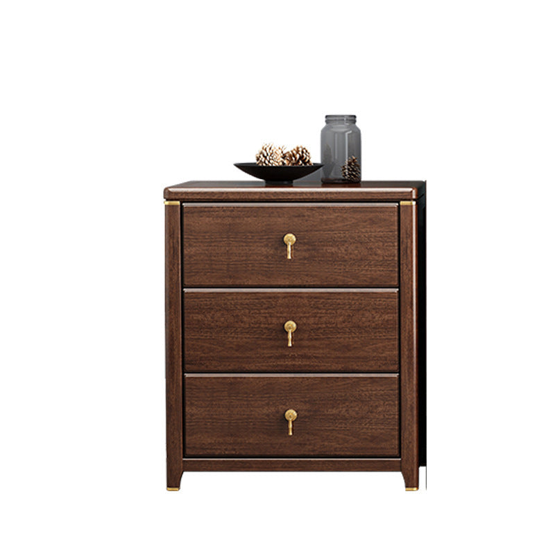Rectangular Brown Accent Chest Rubberwood Chest with Storage Drawers