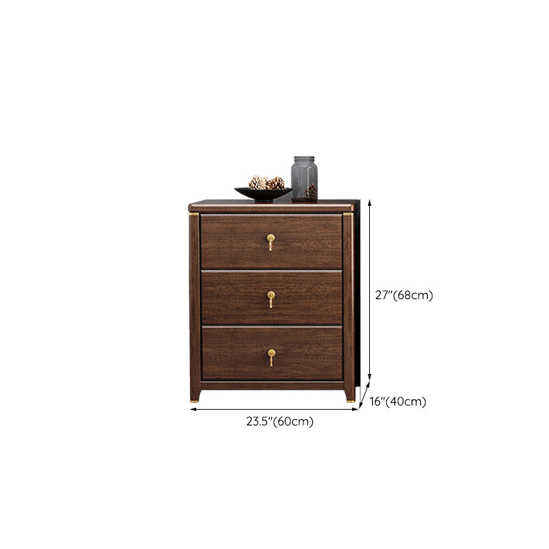 Rectangular Brown Accent Chest Rubberwood Chest with Storage Drawers