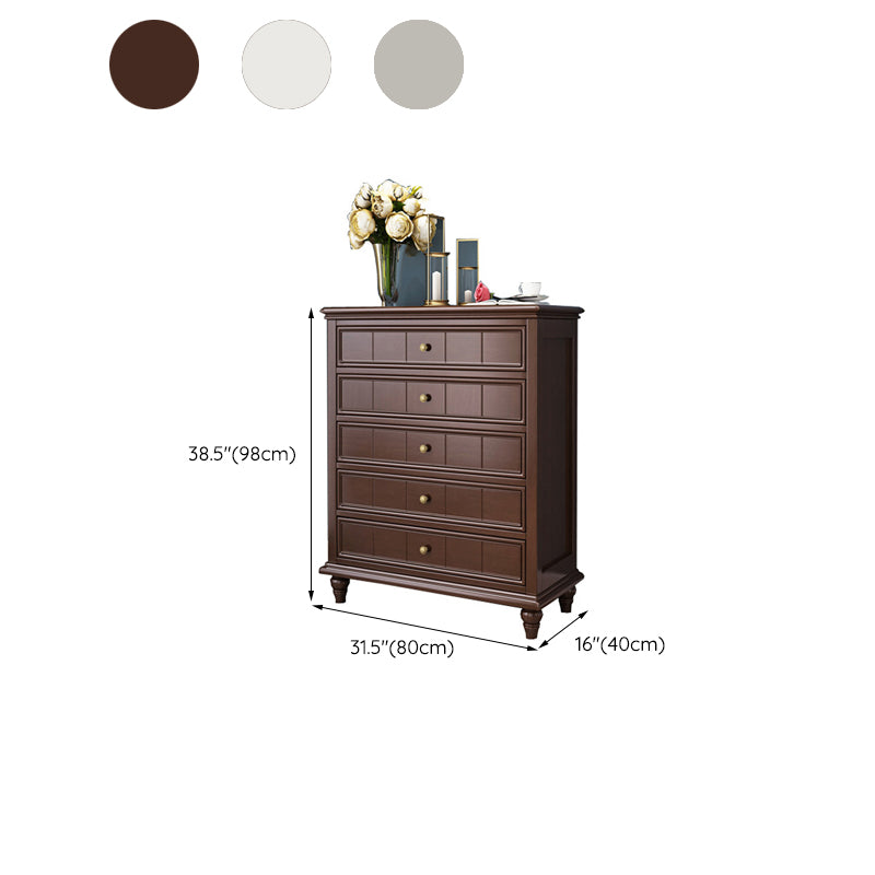 5 - Drawer Accent Chest 38.58" Tall Rubberwood Storage Cabinet