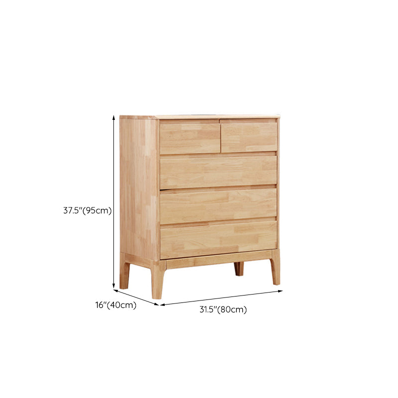 Contemporary Natural Accent Chest Rubberwood Chest with Drawers