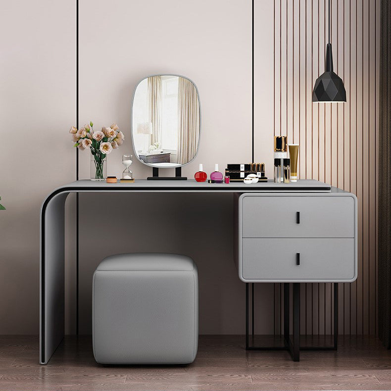 Glam Style 2-Drawer Solid Color Dressing Table Mirror Make-up Vanity
