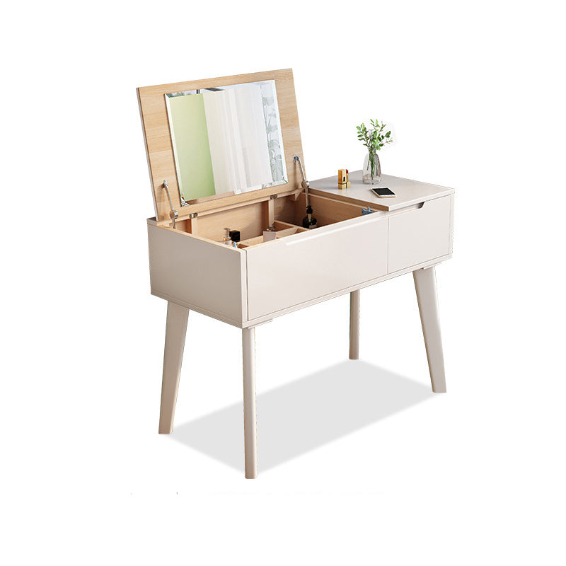 Modern 1-Drawer Dressing Table Solid Wood Mirror Make-up Vanity