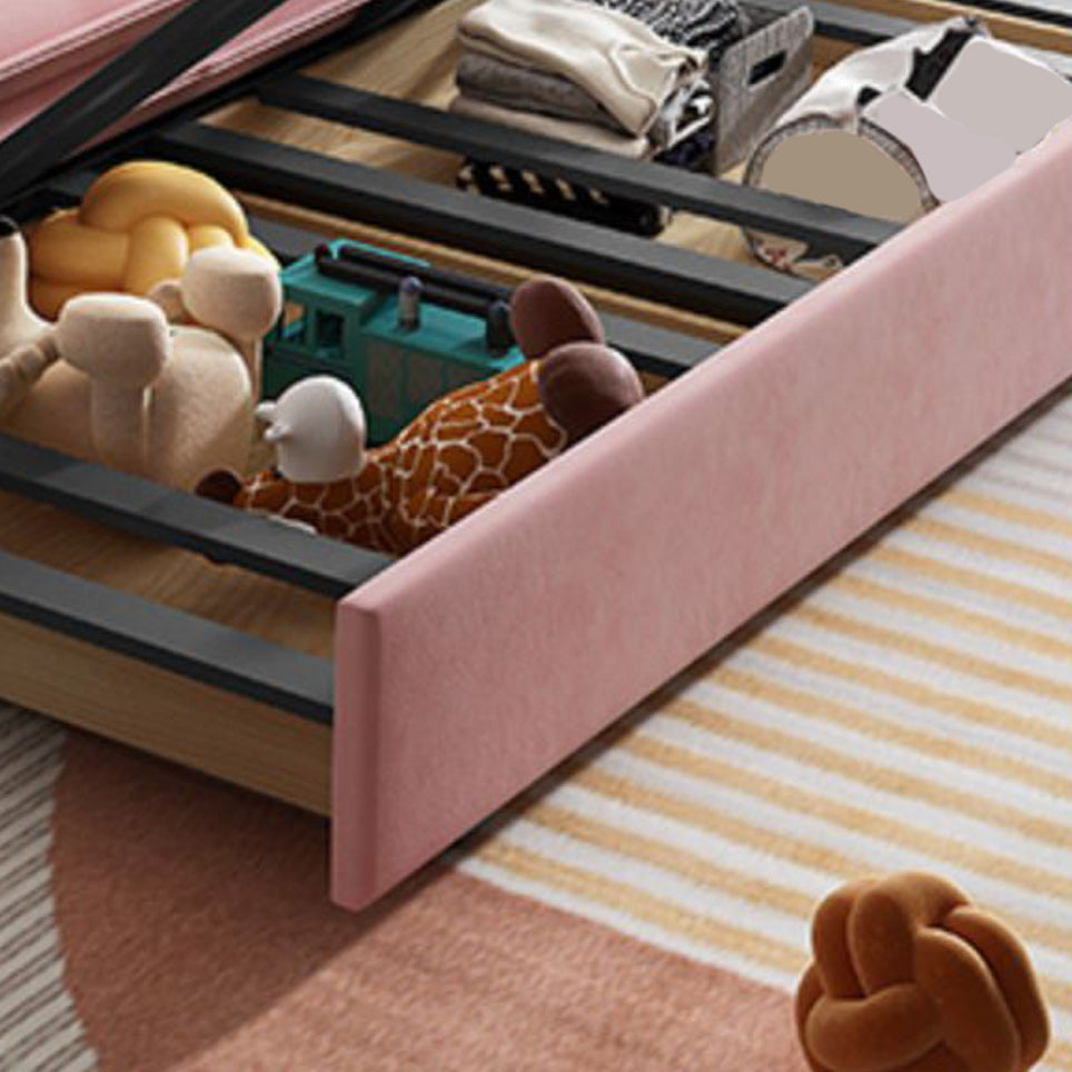 Pink Pillow Back Loveseat Foldable Sleeper Sofa with Storage