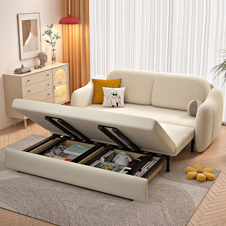 Beige Cushion Back Futon Foldable Pillow Included Sleeper Sofa
