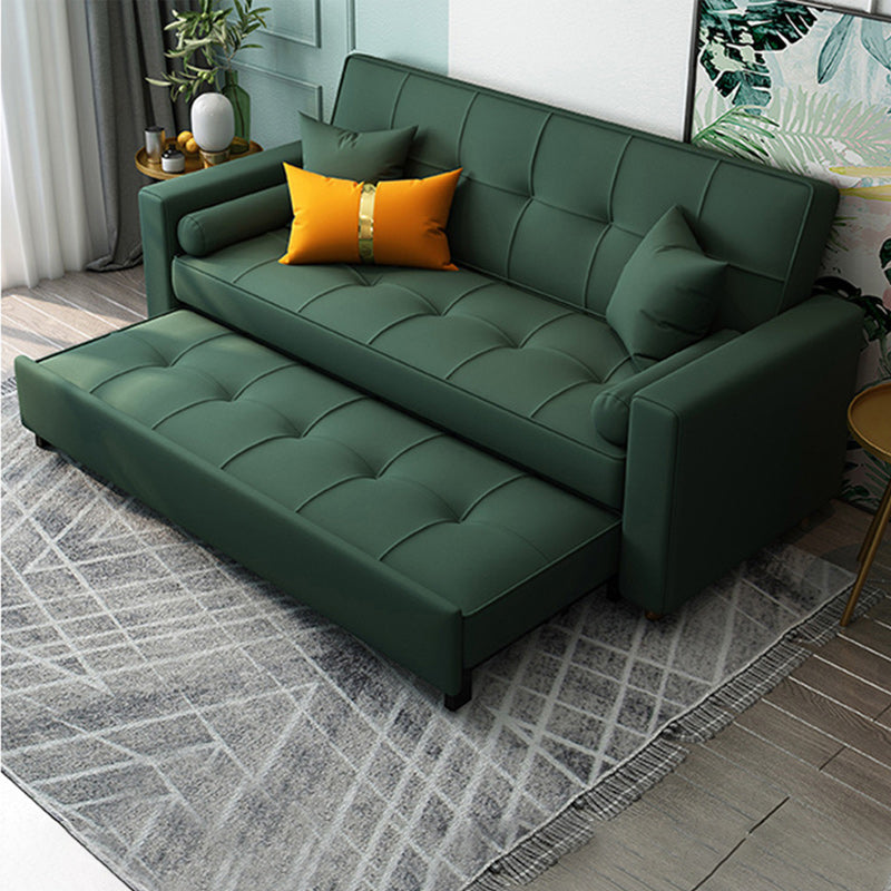 Square Arms Futon Foldable Pillow Included Sleeper Sofa with Storage