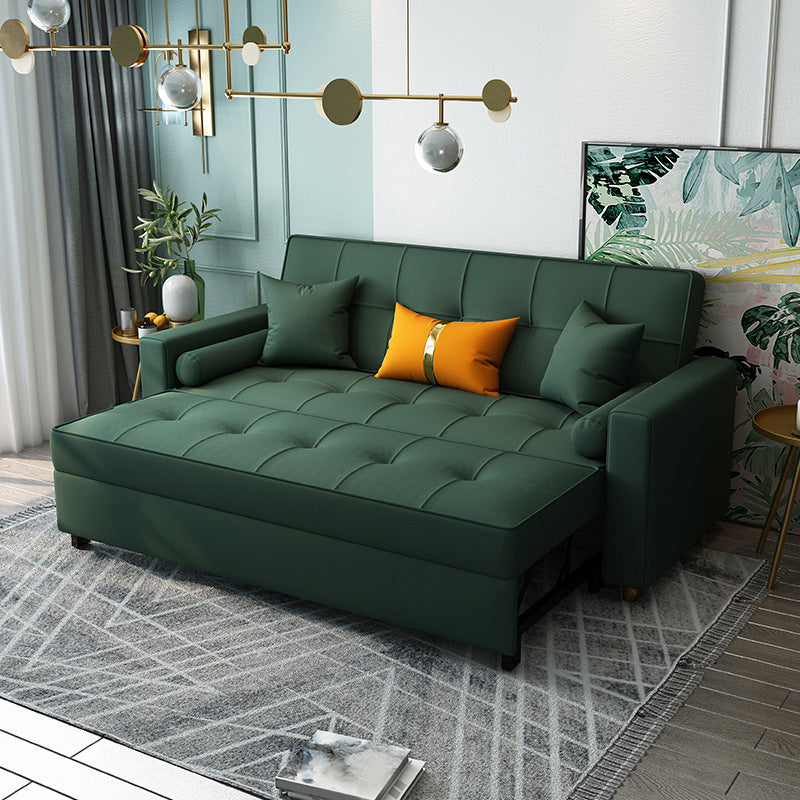 Square Arms Futon Foldable Pillow Included Sleeper Sofa with Storage