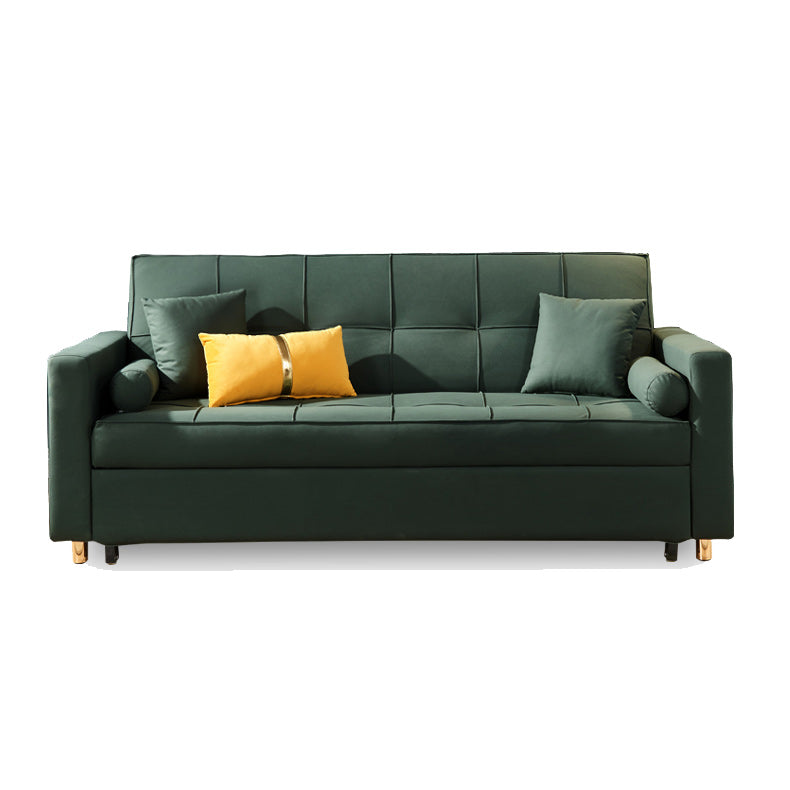 Square Arms Futon Foldable Pillow Included Sleeper Sofa with Storage