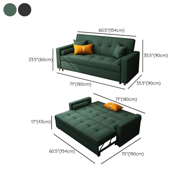 Square Arms Futon Foldable Pillow Included Sleeper Sofa with Storage