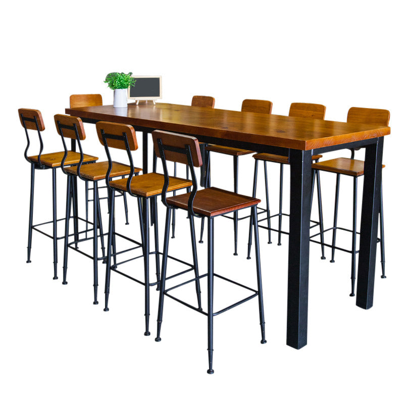 Wood Top Bar-height Table Black and Metal Legs Bar Table for Patio Use