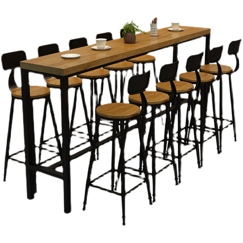 Industrial Bar-height Table Solid Wood Top Bar Table for Patio Use