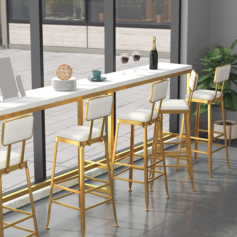 Rectangular Bar-height Table Wood Top Pub Table with Gold Base