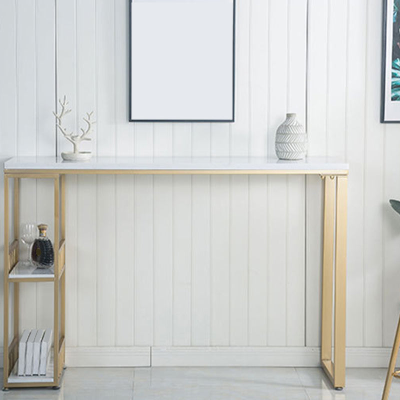 Glam Bar-height Table Solid Wood Top Bistro Pub Table with 2 Shelves