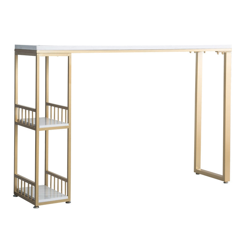 Glam Bar-height Table Solid Wood Top Bistro Pub Table with 2 Shelves