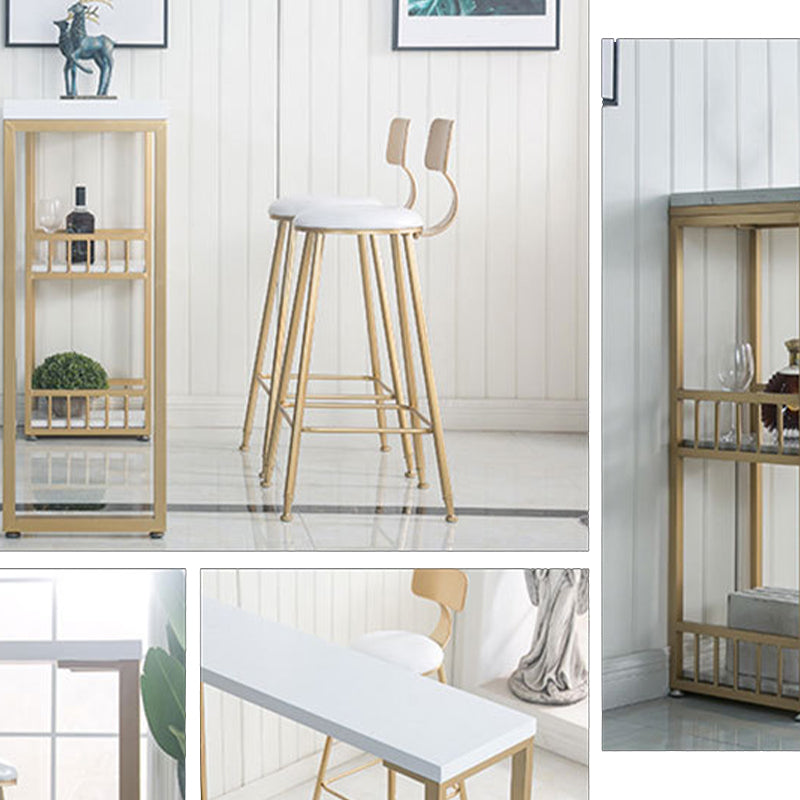 Glam Bar-height Table Solid Wood Top Bistro Pub Table with 2 Shelves