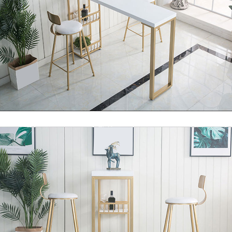 Glam Bar-height Table Solid Wood Top Bistro Pub Table with 2 Shelves