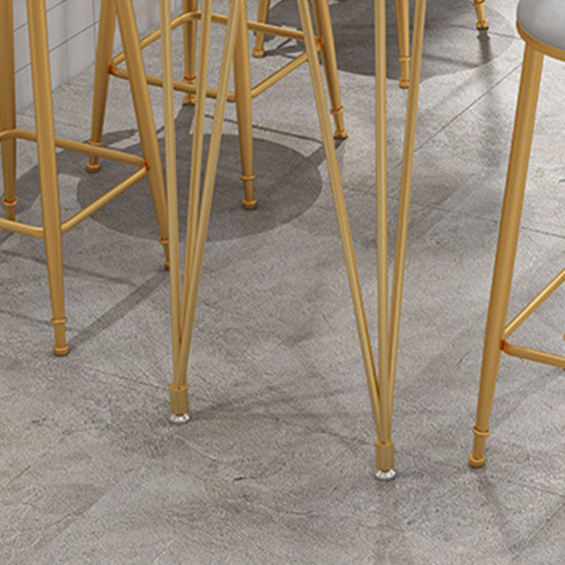 Modern Bar-height Table Faux Marble Top Bistro Pub Table with Gold Base