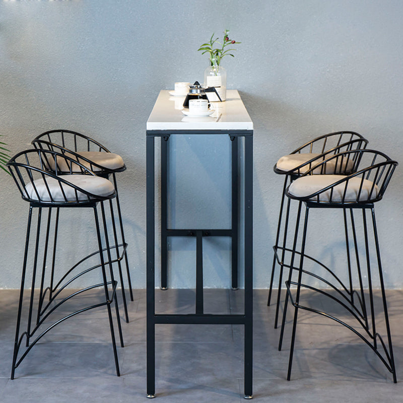 Modern Style Bar Table Faux Marble Fixed Bistro Bar Desk with Footrest