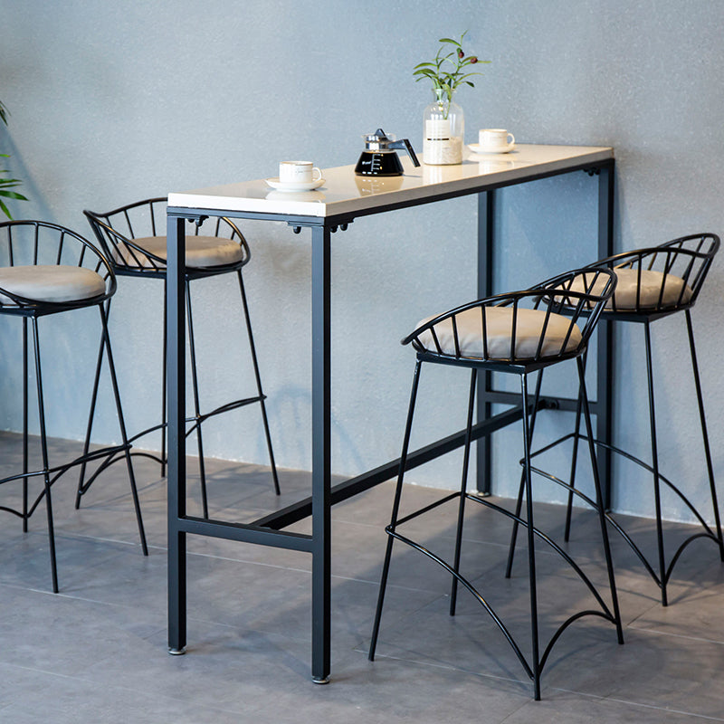 Modern Style Bar Table Faux Marble Fixed Bistro Bar Desk with Footrest