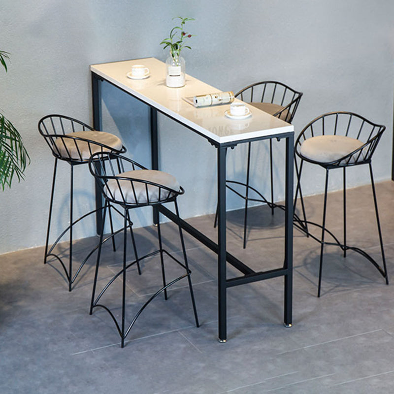 Modern Style Bar Table Faux Marble Fixed Bistro Bar Desk with Footrest