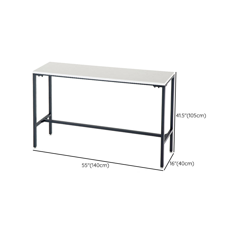 Modern Style Bar Table Faux Marble Fixed Bistro Bar Desk with Footrest