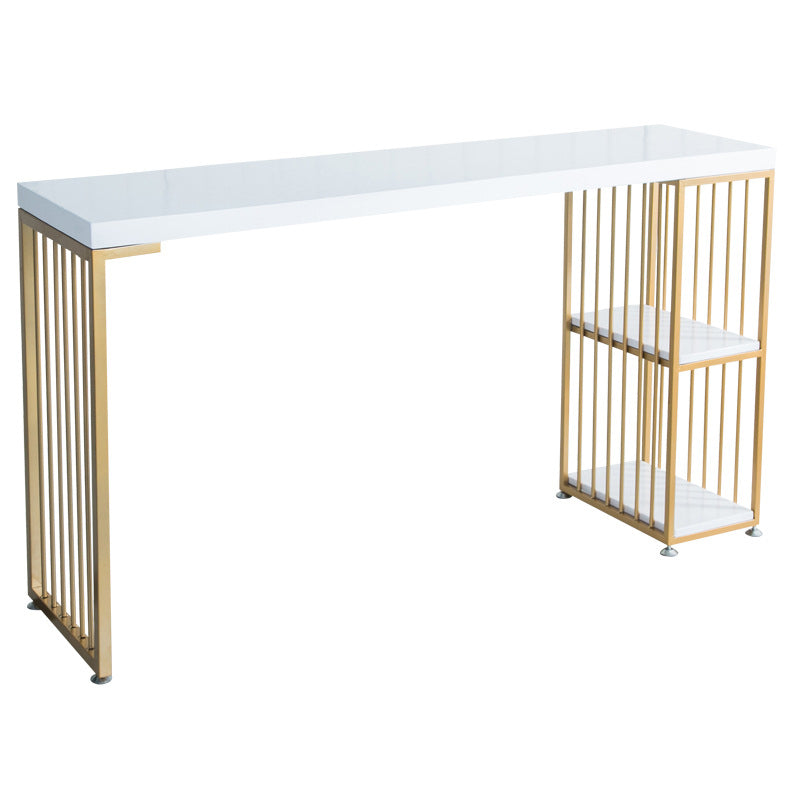 Modern Bar-height Table Faux Marble Top Bistro Pub Table with 2 Shelves