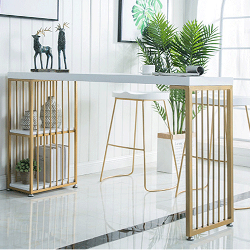 Modern Bar-height Table Faux Marble Top Bistro Pub Table with 2 Shelves