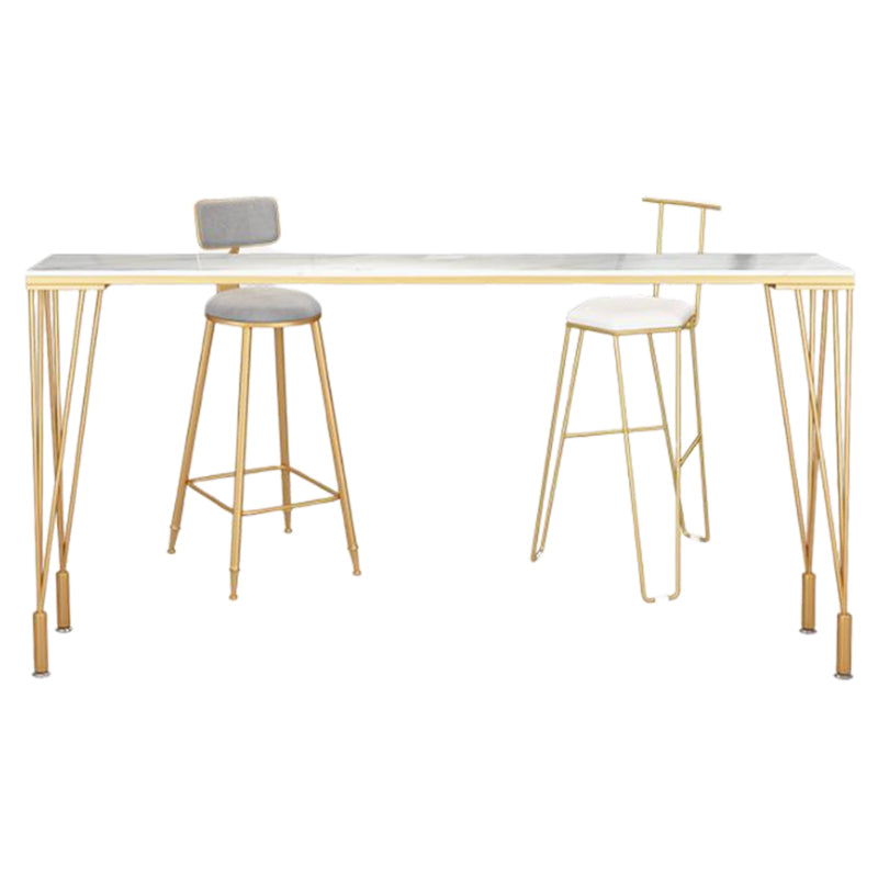 Glam Style Rectangle Bar Table Wood Bar Height Table with 4 Legs