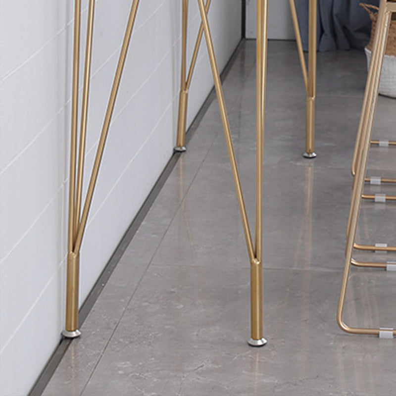 Glam Style Rectangle Bar Table Wood Bar Height Table with 4 Legs