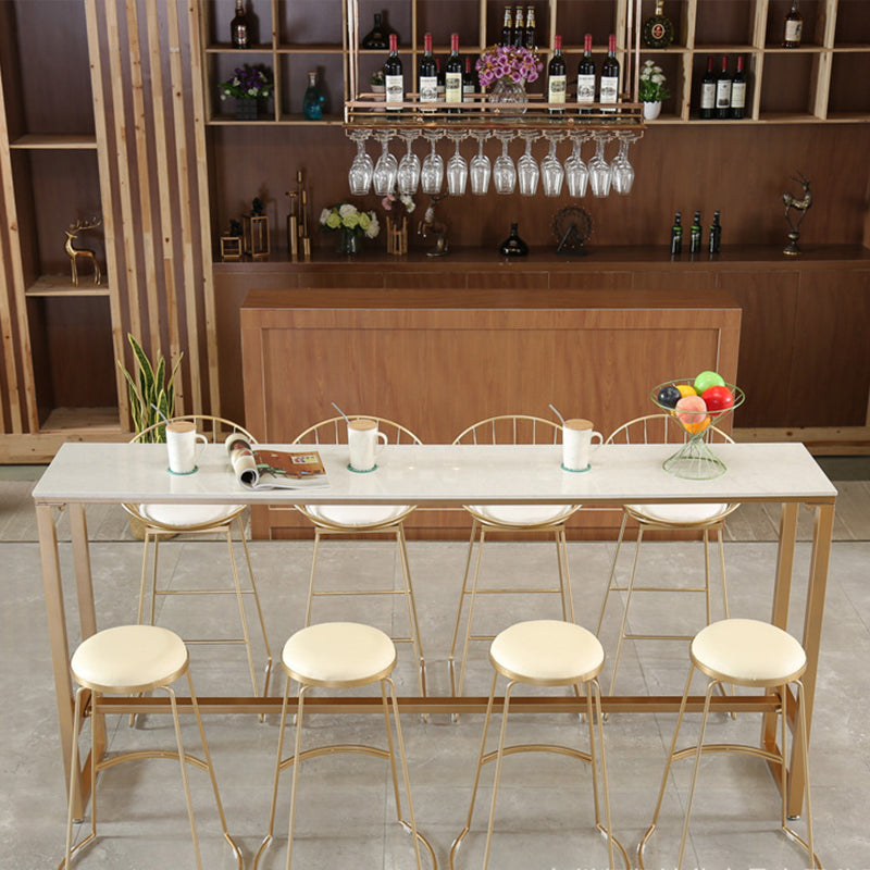 Modern Bar-height Table FauxMarble Top Bistro Bar Table with Gold Base