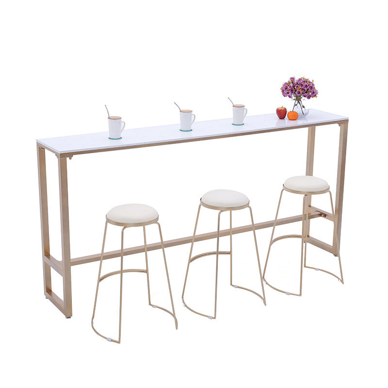 Modern Bar-height Table FauxMarble Top Bistro Bar Table with Gold Base