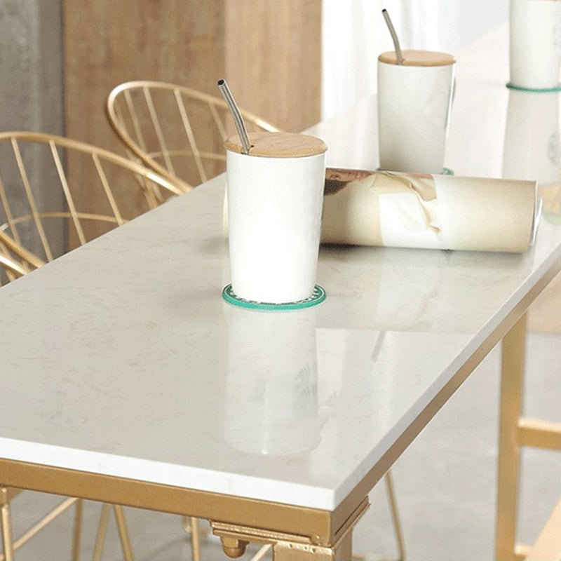 Modern Bar-height Table FauxMarble Top Bistro Bar Table with Gold Base